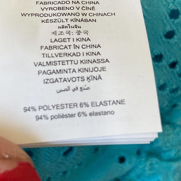 Michael Kors Shirt Womens 0X Aqua Blue‎ Eyelet Stretch Faux Wrap Top Sleeveless - Picture 9 of 11